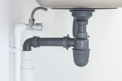 Drain,Pipe,Or,Sewer,Under,Kitchen,Sink.,Pvc,Plastic,Pipe