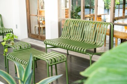 Empty,Green,Bench,On,Balcony,With,Soft,Sunlight