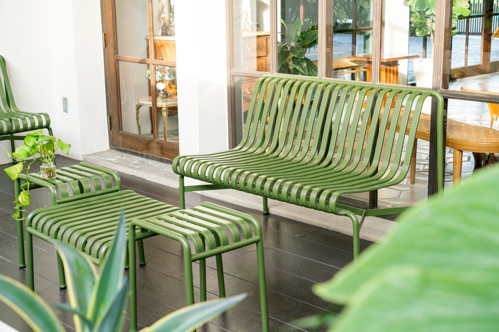 Empty,Green,Bench,On,Balcony,With,Soft,Sunlight