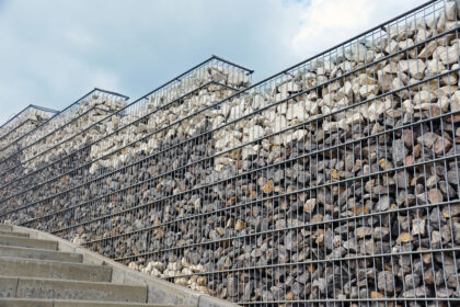 Slope,Reinforced,With,Gabions.,Interesting,Arrangement,Of,The,Park,Space