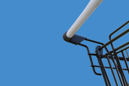 Minimalism style, Shopping cart and yellow wall.