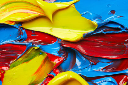 Blue, yellow and red strokes paint background