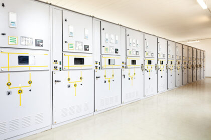 Perspective of an electrical switchgear room