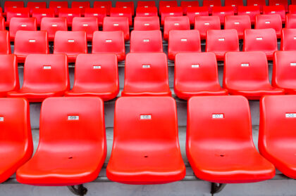 Red seats at the stadium