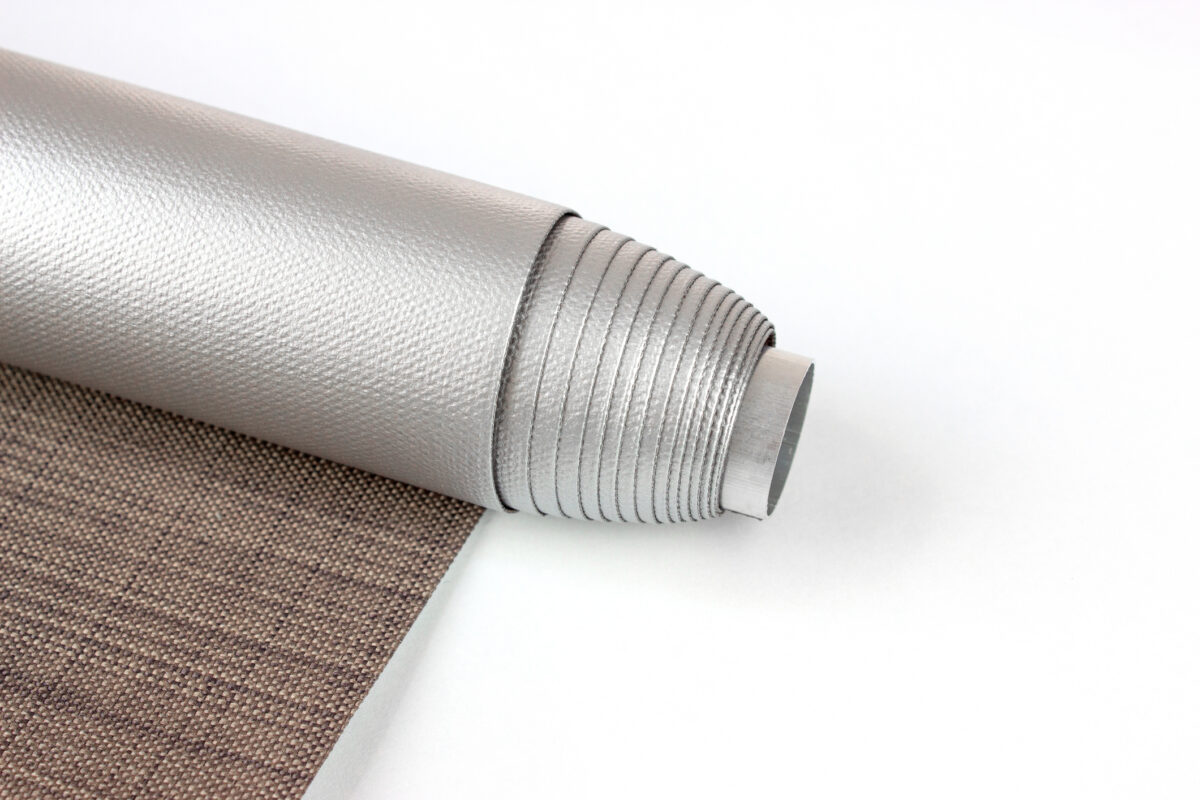 Roller blinds are made from texture material. Color blackout roller blind