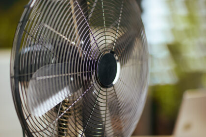 Closeup on metal fan