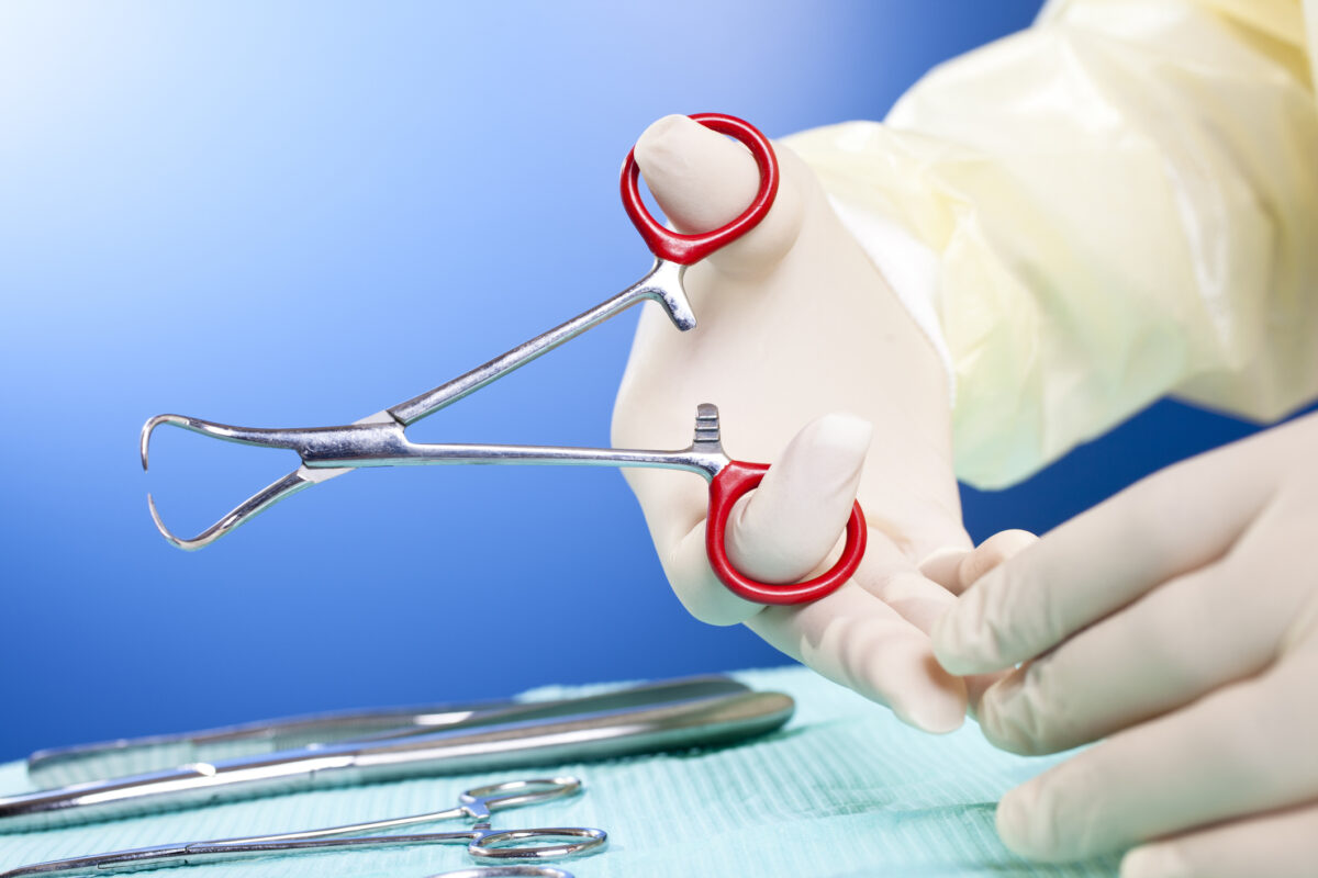 Medical personnel with Surgical instruments