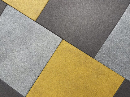 Rubberized tiles are a covering for the yard