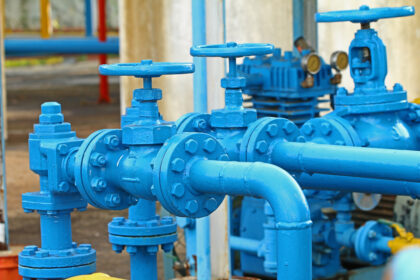 Industrial hand valve gas pipeline.